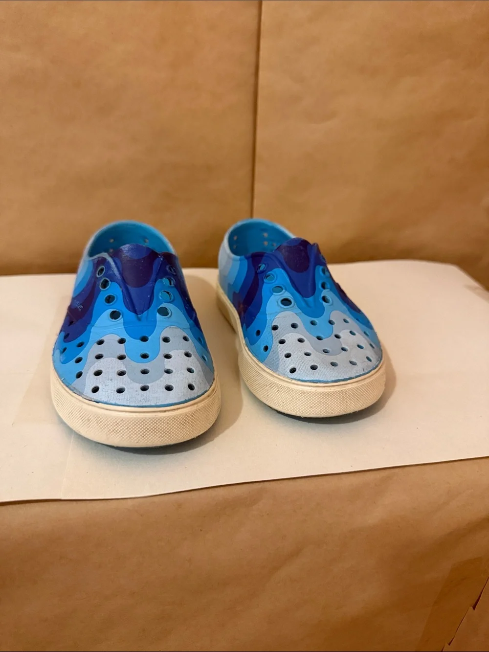 Native Shoes Kids Blue Slip-On Water Shoes with Purple Accents